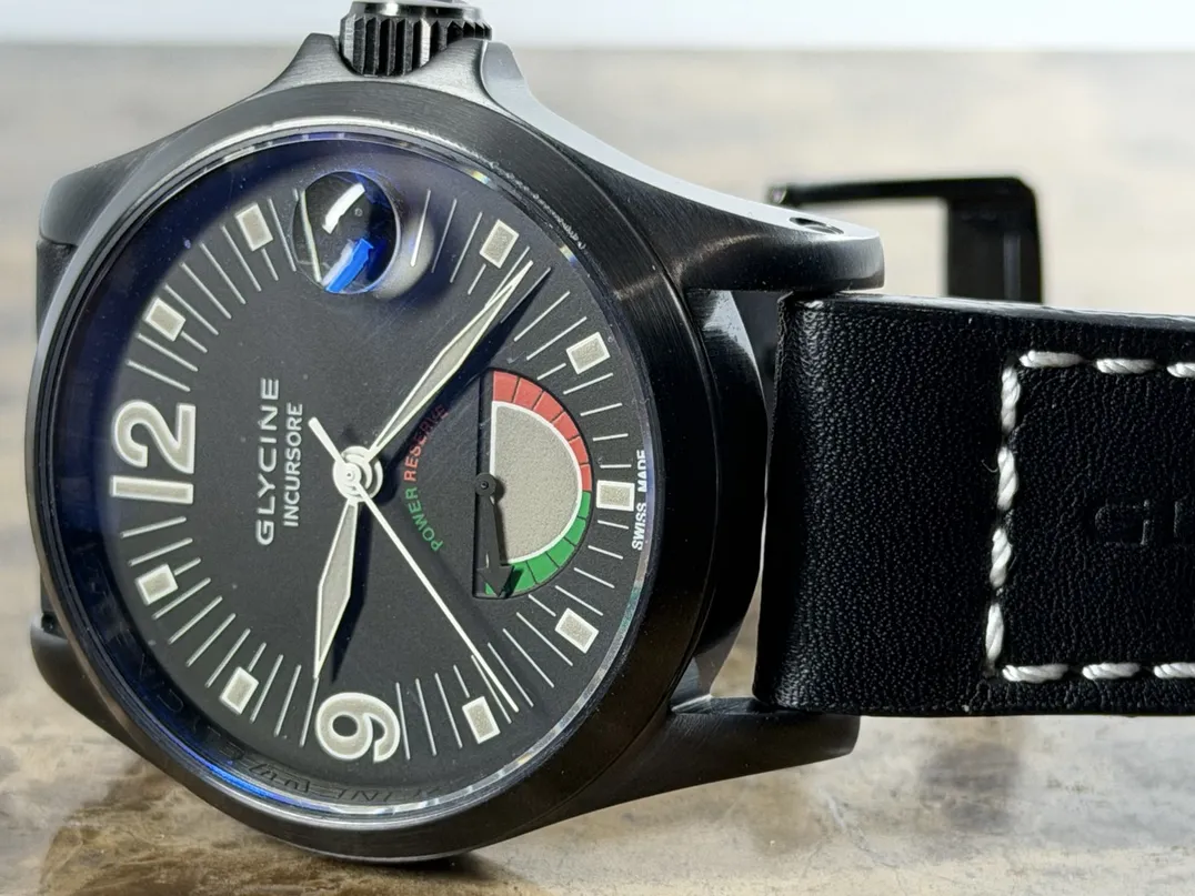 Glycine Incursore Power Reserve Indicator 46mm Automatic Black DLC Limited to 300 pieces model 3880