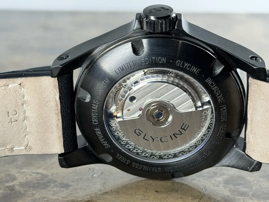 Glycine Incursore Power Reserve Indicator 46mm Automatic Black DLC Limited to 300 pieces model 3880