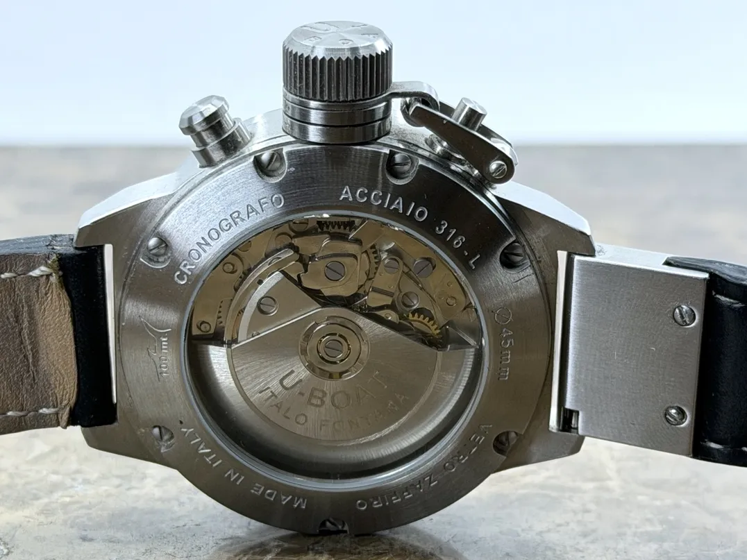 U BOAT Chronografo Acciaio 45mm Automatic 316L- Steel with 2 Straps with U Boat Box