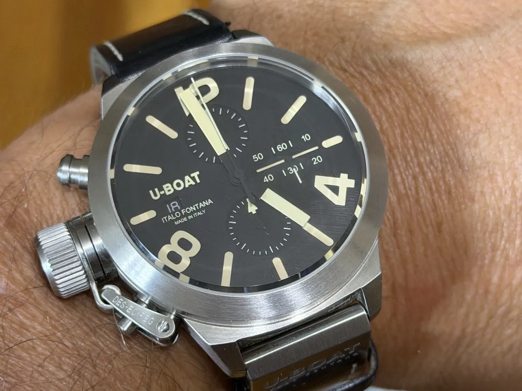 U BOAT Chronografo Acciaio 45mm Automatic 316L- Steel with 2 Straps with U Boat Box